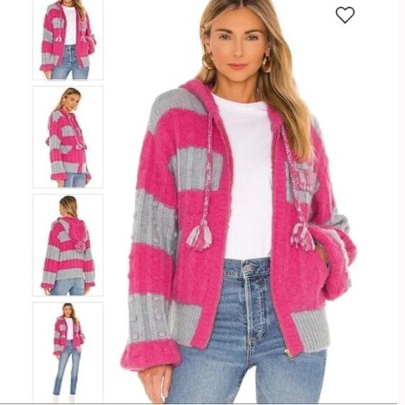 LoveShackFancy Tirzah Zip Up Hoodie Sweater Sizee Small - Picture 1 of 9